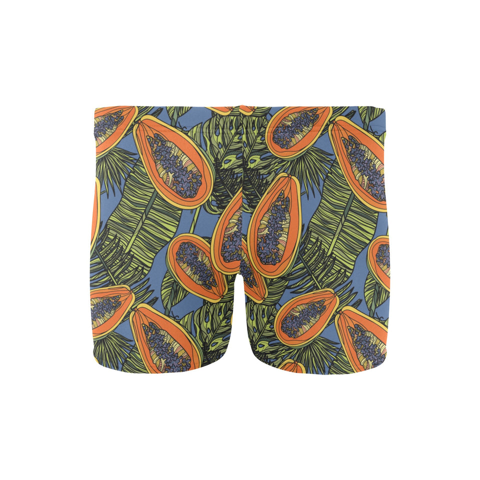 Colorful papaya tropical leaves Men's Swimming Trunks