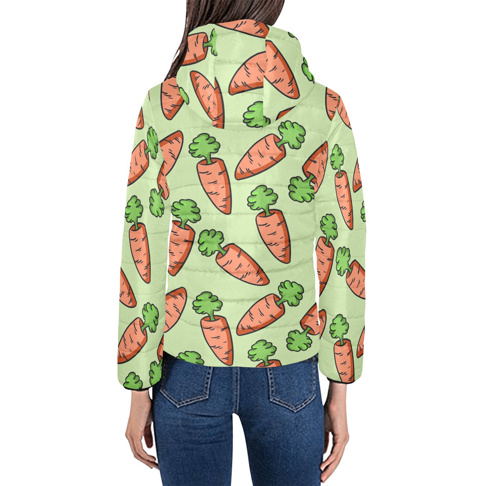 Carrot Pattern Print Design 05 Women's Padded Hooded Jacket
