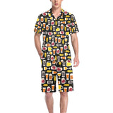 Beer type pattern Men's V-Neck Short Pajama Set