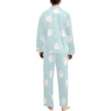 White cute hamsters heart pattern Men's Long Pajama Set
