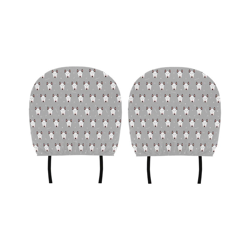 Bull Terrier Pattern Print Design 05 Car Headrest Cover