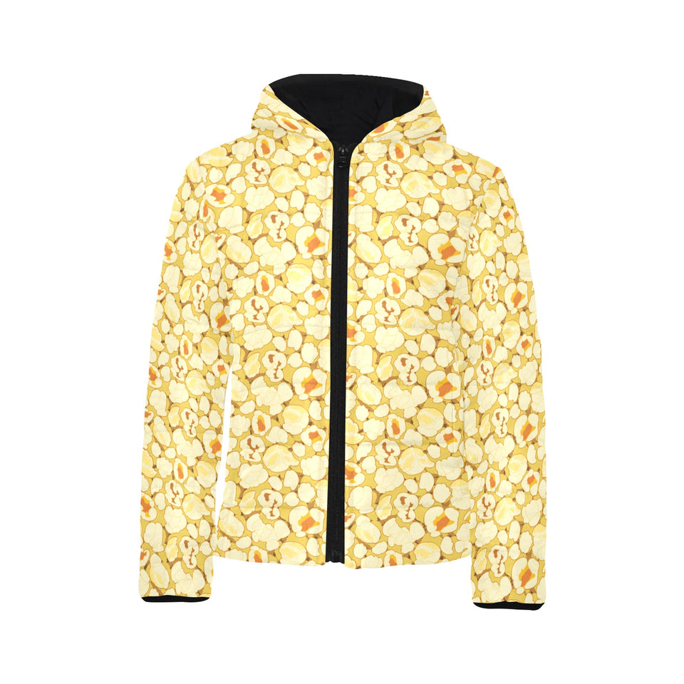 Popcorn Pattern Print Design 04 Kids' Boys' Girls' Padded Hooded Jacket