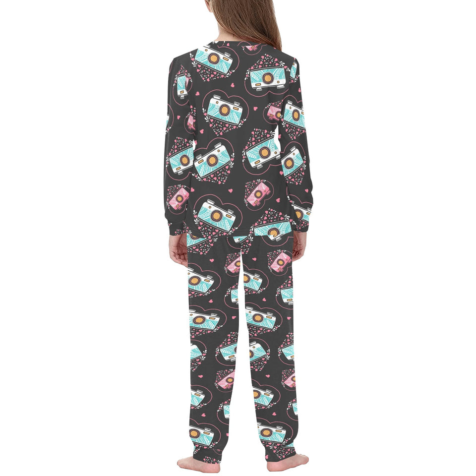 Camera Pattern Print Design 04 Kids' Boys' Girls' All Over Print Pajama Set