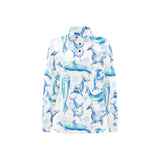 Watercolor dolphin pattern Women's Long Sleeve Polo Shirt