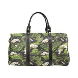 White orchid flower tropical leaves pattern blackg Travel Bag