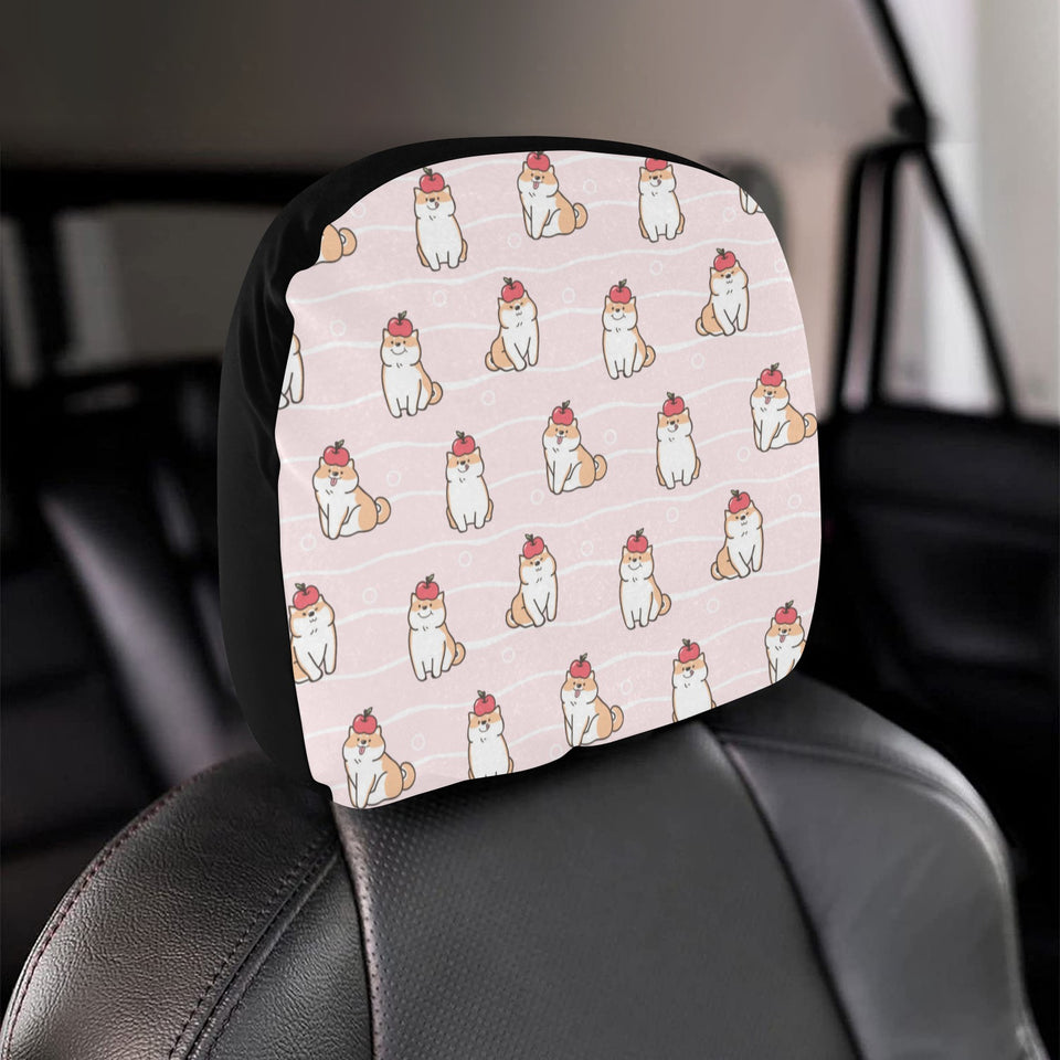 Cute Shiba Inu Dog Apple pattern Car Headrest Cover