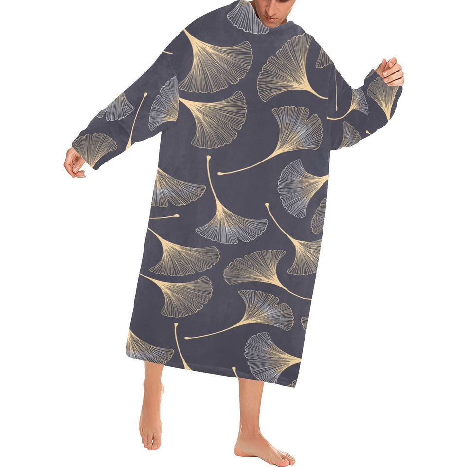 Gold ginkgo leaves Blanket Robe with Sleeves