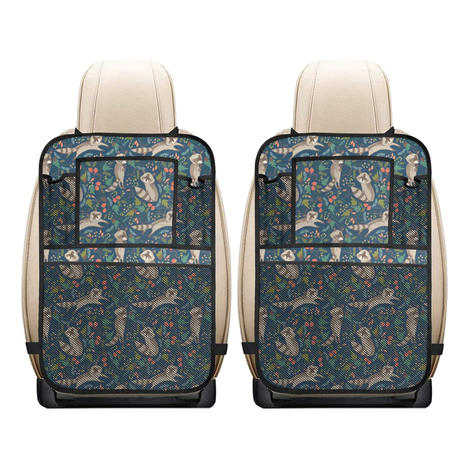 Raccoon tropical leaves pattern Car Seat Back Organizer