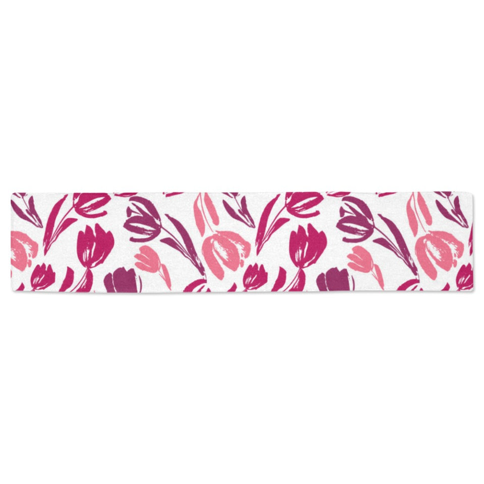 pink sketch tulip pattern Table Runner