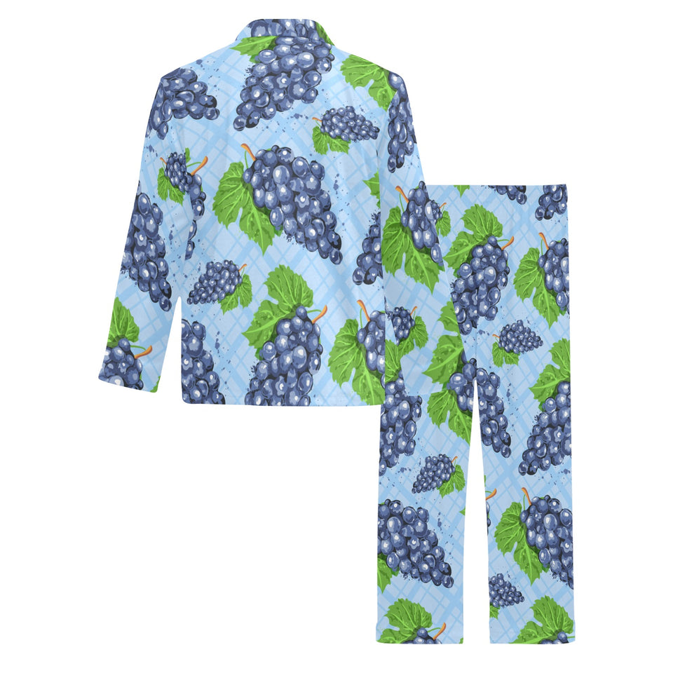Watercolor grape pattern Men's Long Pajama Set