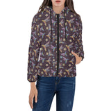 Hummingbird Pattern Print Design 04 Women's Padded Hooded Jacket