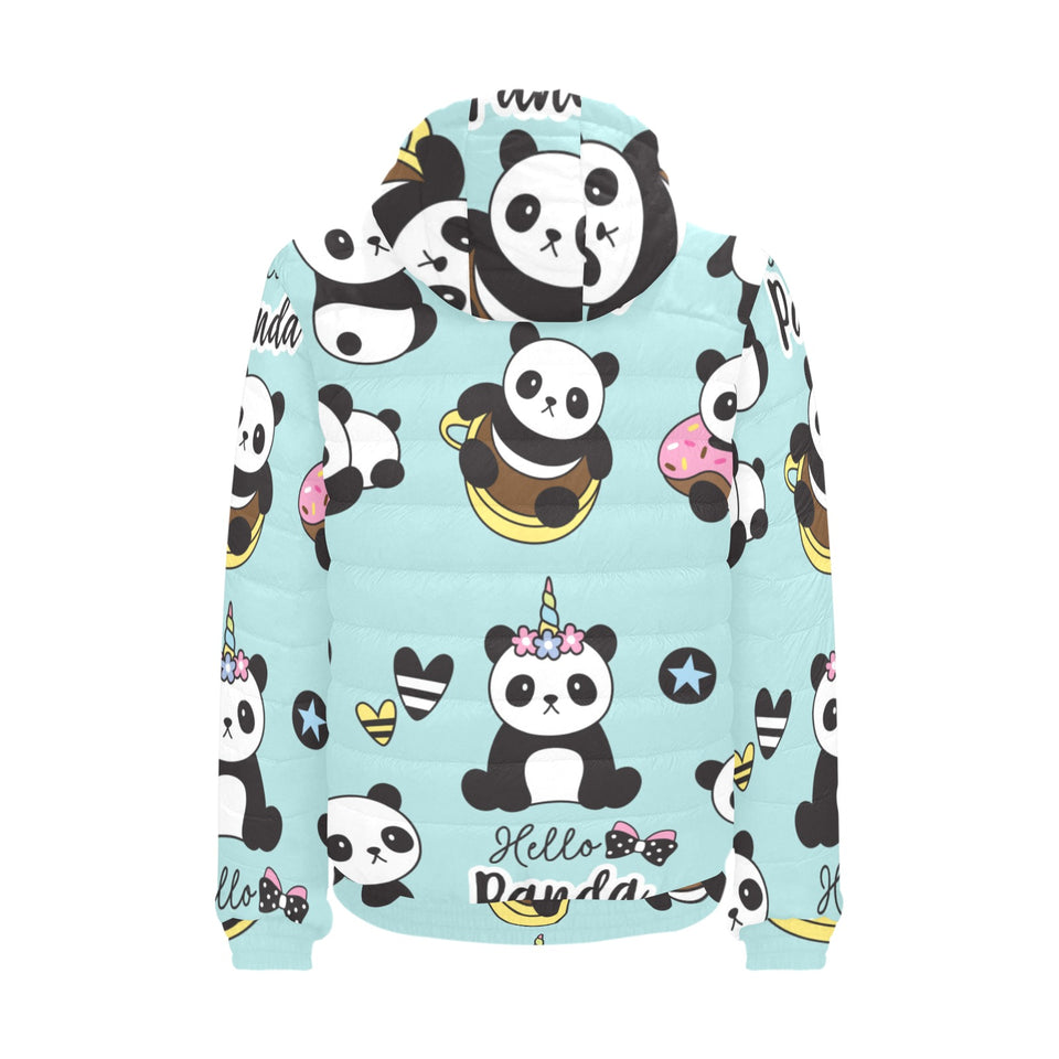 Cute baby panda pattern Men's Padded Hooded Jacket