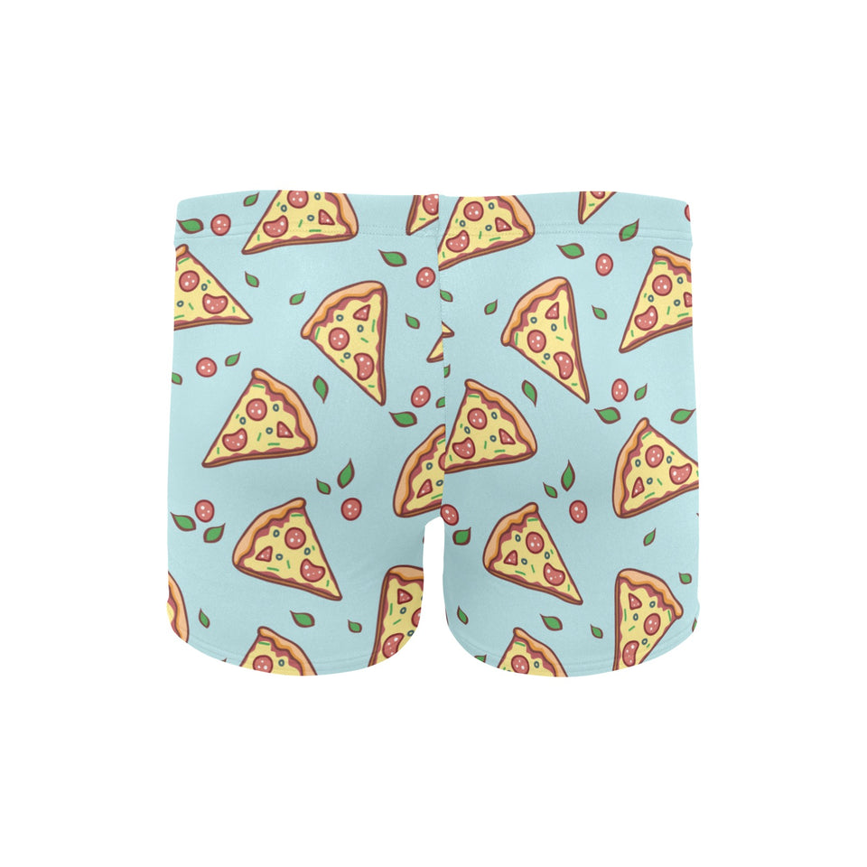 Hand drawn pizza blue background Men's Swimming Trunks