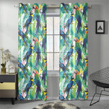 Colorful parrot exotic flower leaves Gauze Curtain