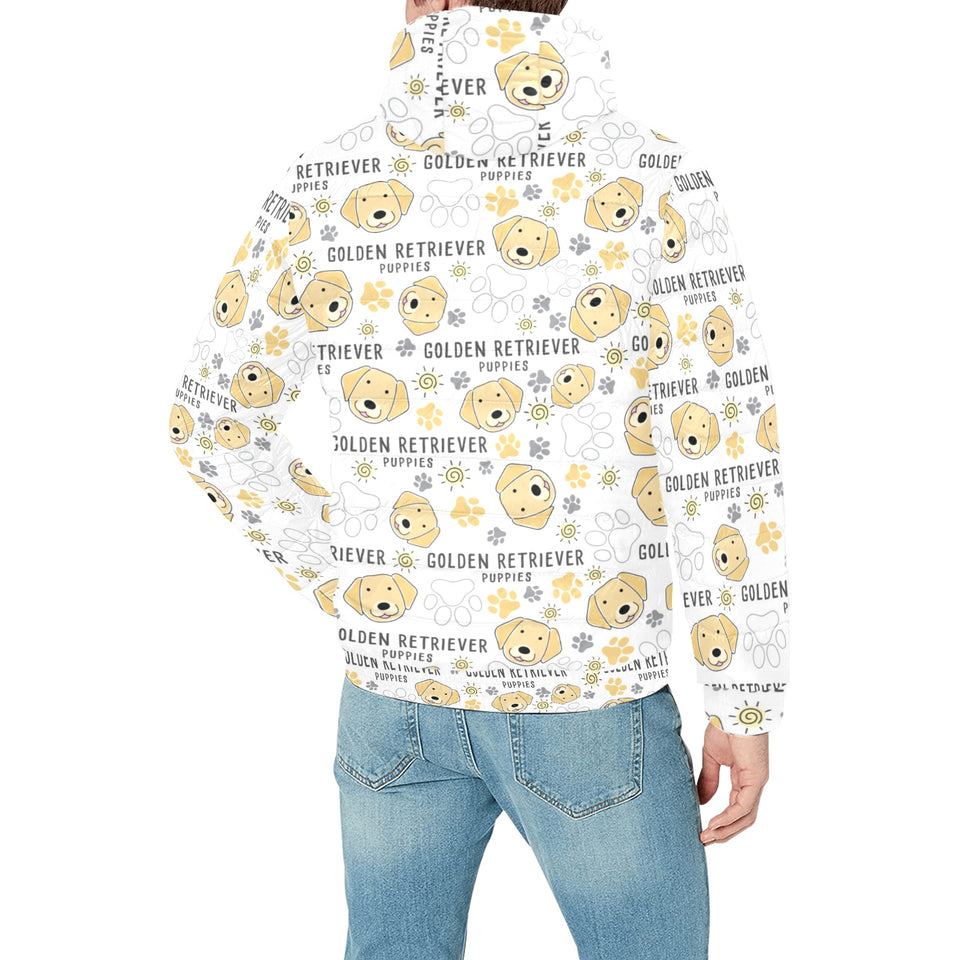 Golden Retriever Pattern Print Design 04 Men's Padded Hooded Jacket