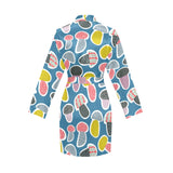 Colorful mushroom design pattern Women's Long Sleeve Belted Night Robe