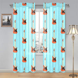 electric guitar pattern light blue background Gauze Curtain
