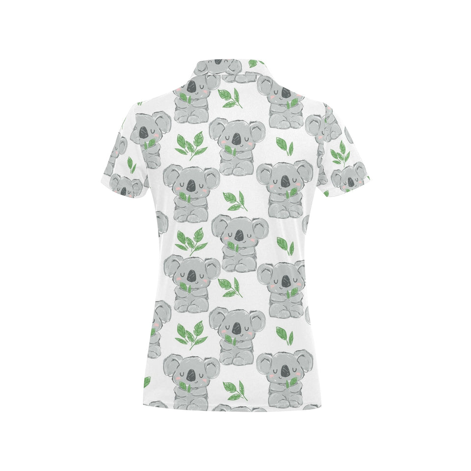 Hand drawn Koala leaves pattern Women's All Over Print Polo Shirt