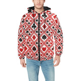 Casino Cards Suits Pattern Print Design 03 Men's Padded Hooded Jacket