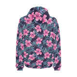 Hibiscus Pattern Print Design 05 Men's Padded Hooded Jacket