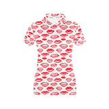 Lips Pattern Print Design 05 Women's All Over Print Polo Shirt