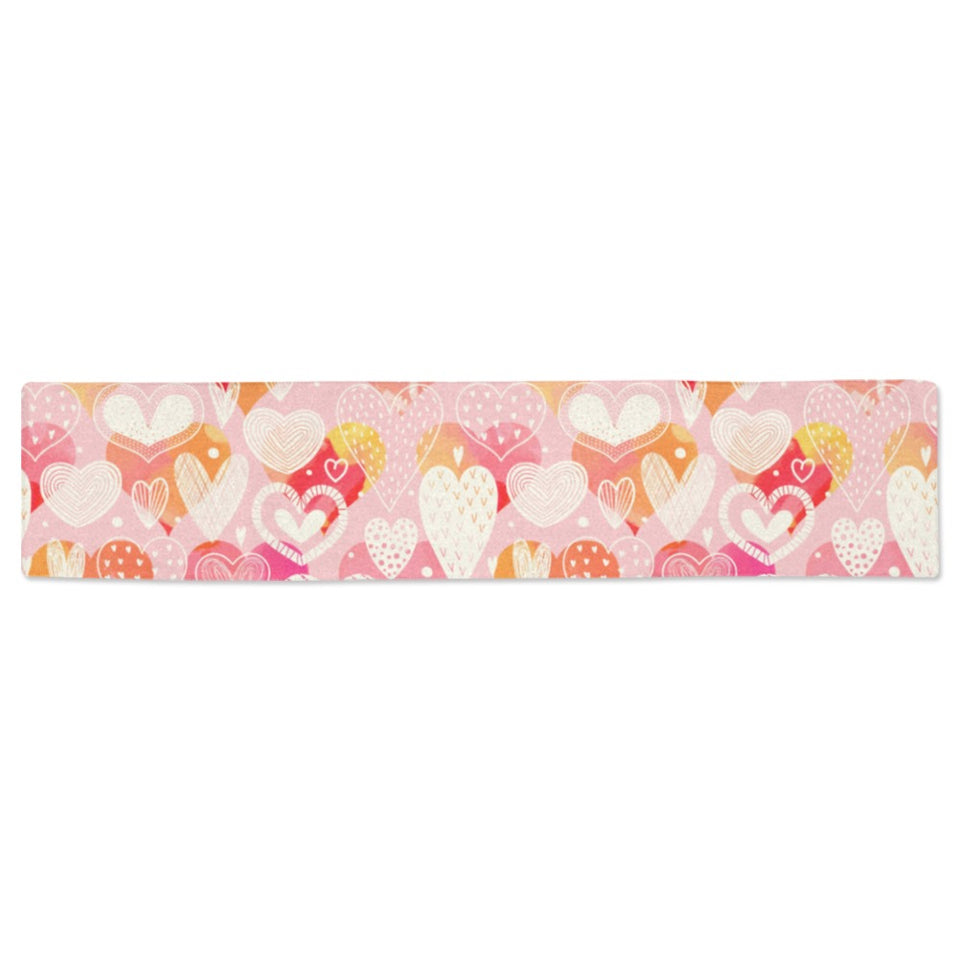 Hand drawn heart design pattern Table Runner