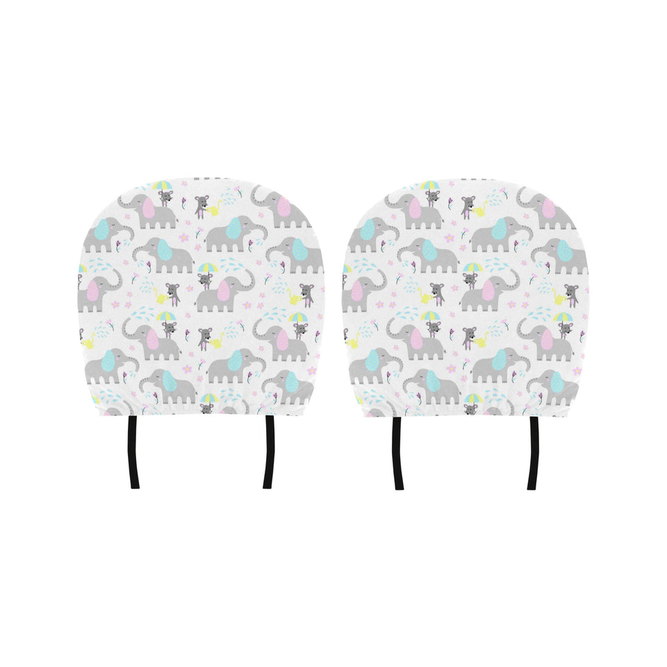 Cute elephant mouse pattern Car Headrest Cover