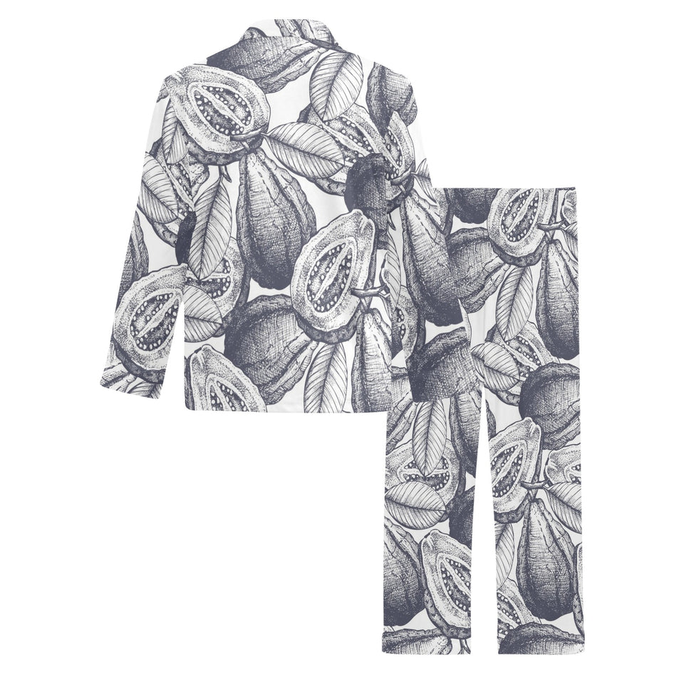 Guava tropical hand drawn pattern Men's Long Pajama Set