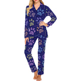 Dog Paws Pattern Print Design 02 Women's Long Pajama Set