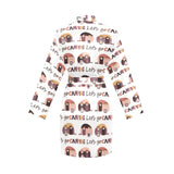 Camper Van Pattern Print Design 01 Women's Long Sleeve Belted Night Robe