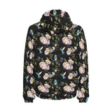 Hummingbird Pattern Print Design 03 Men's Padded Hooded Jacket