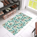 Cute sloths tropical palm leaves white background Doormat