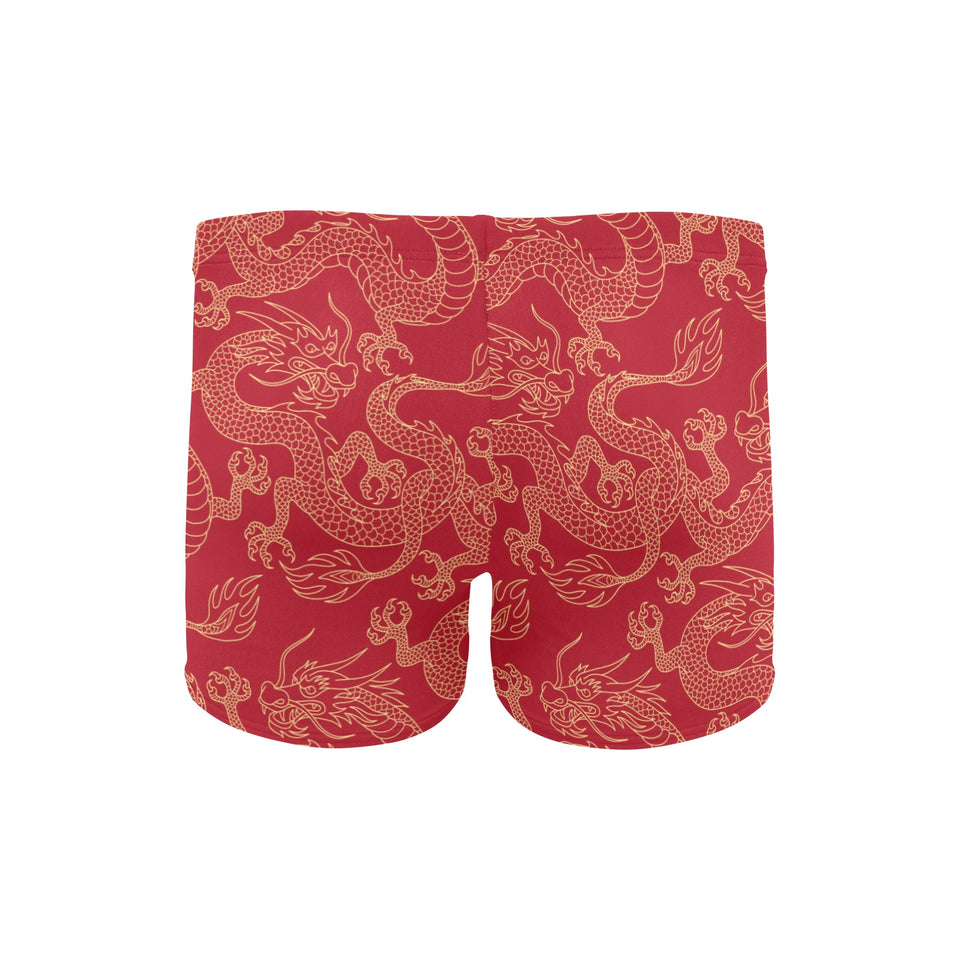 Gold dragons red background Men's Swimming Trunks