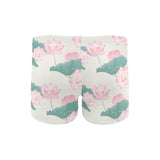 Pink lotus waterlily leaves pattern Men's Swimming Trunks