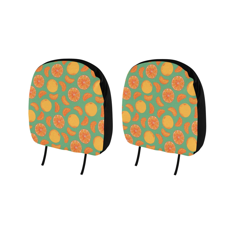orange fruit pattern green background Car Headrest Cover