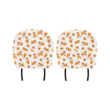 Brown pomeranian pattern Car Headrest Cover