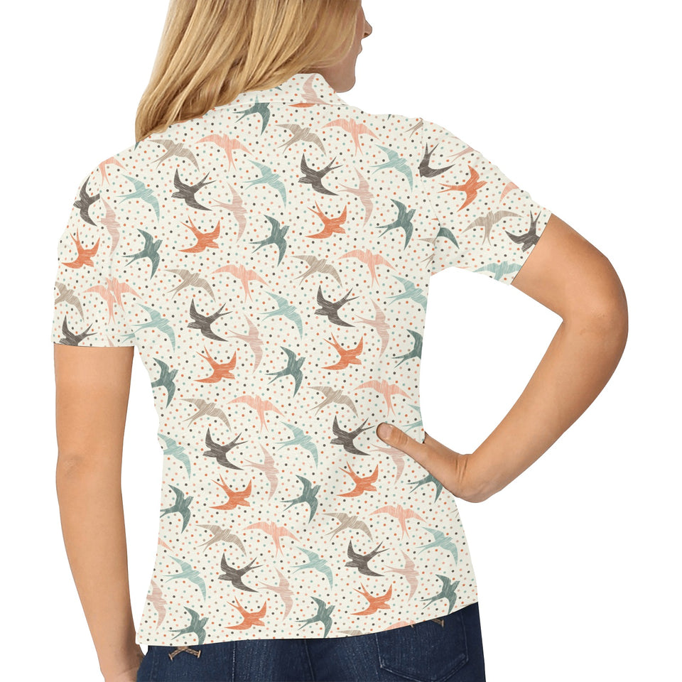Swallow Pattern Print Design 02 Women's All Over Print Polo Shirt