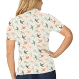 Swallow Pattern Print Design 02 Women's All Over Print Polo Shirt