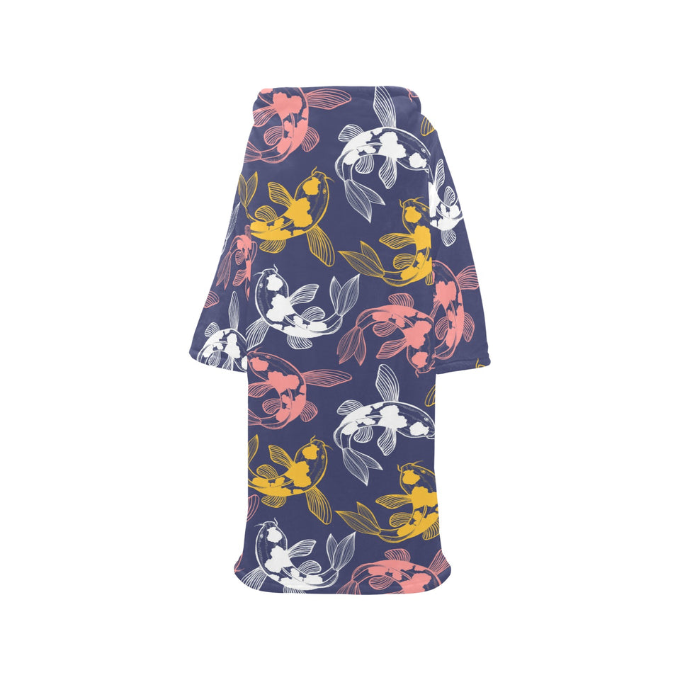 Koi Fish Carp Fish pattern Blanket Robe with Sleeves