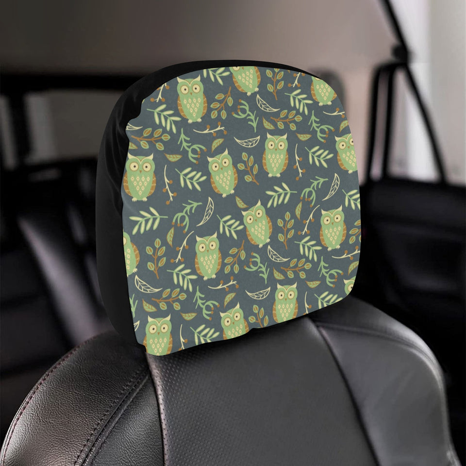 Cute owls leaves pattern Car Headrest Cover