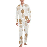 Gold Texture mushroom pattern Men's Long Pajama Set