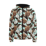 Coconut Pattern Print Design 03 Men's Padded Hooded Jacket