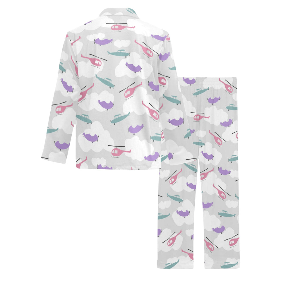 Helicopter plane pattern Men's Long Pajama Set