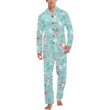 Cute koalas blue background pattern Men's Long Pajama Set