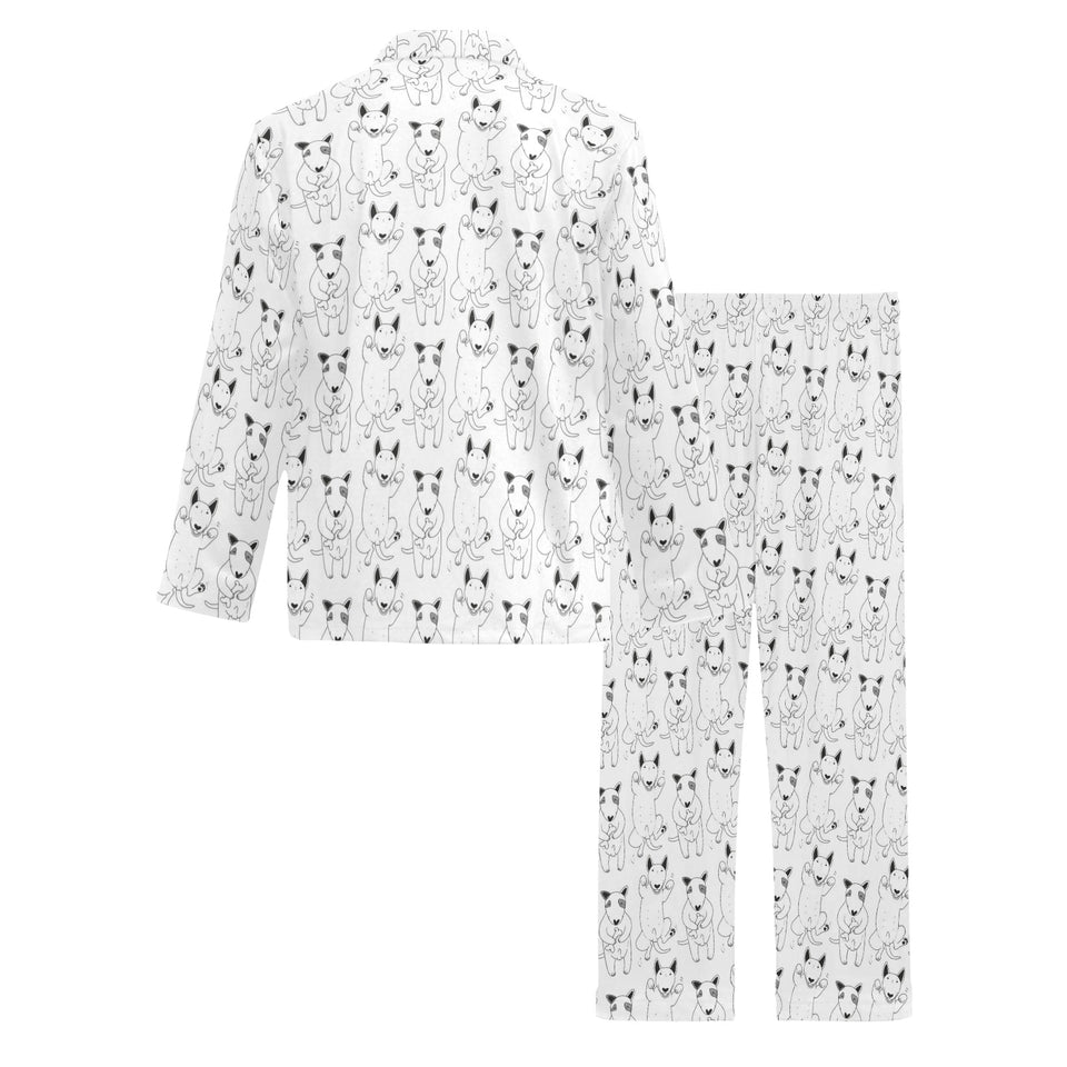 Bull Terrier Pattern Print Design 02 Men's Long Pajama Set