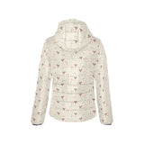 Jack Russel Pattern Print Design 02 Women's Padded Hooded Jacket