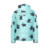 Sea turtle with blue ocean backgroud Kids' Boys' Girls' Padded Hooded Jacket