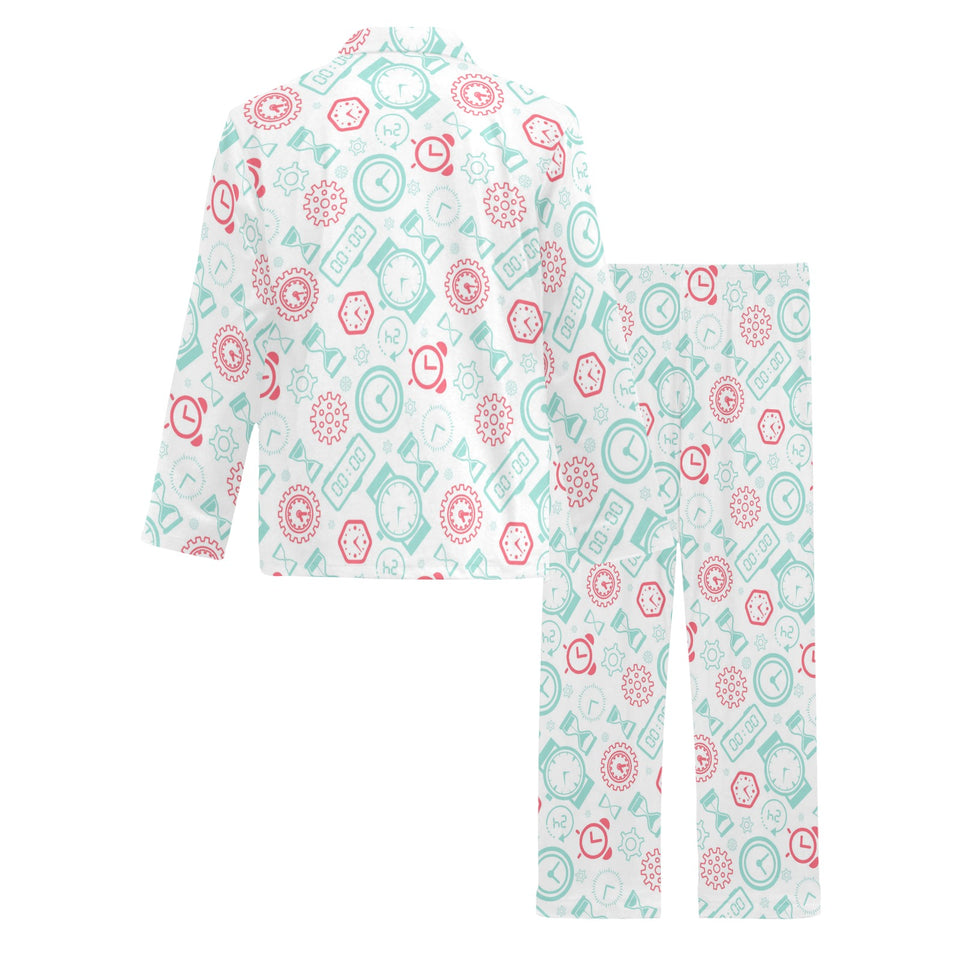 Clock time pattern blackground Men's Long Pajama Set