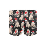 Christmas Pugs Santa_s red cap pattern Men's Swimming Trunks