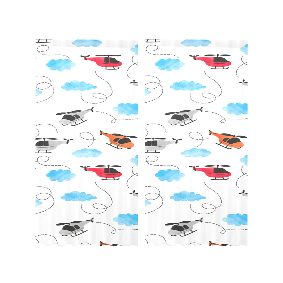 Watercolor helicopter cloud pattern Gauze Curtain
